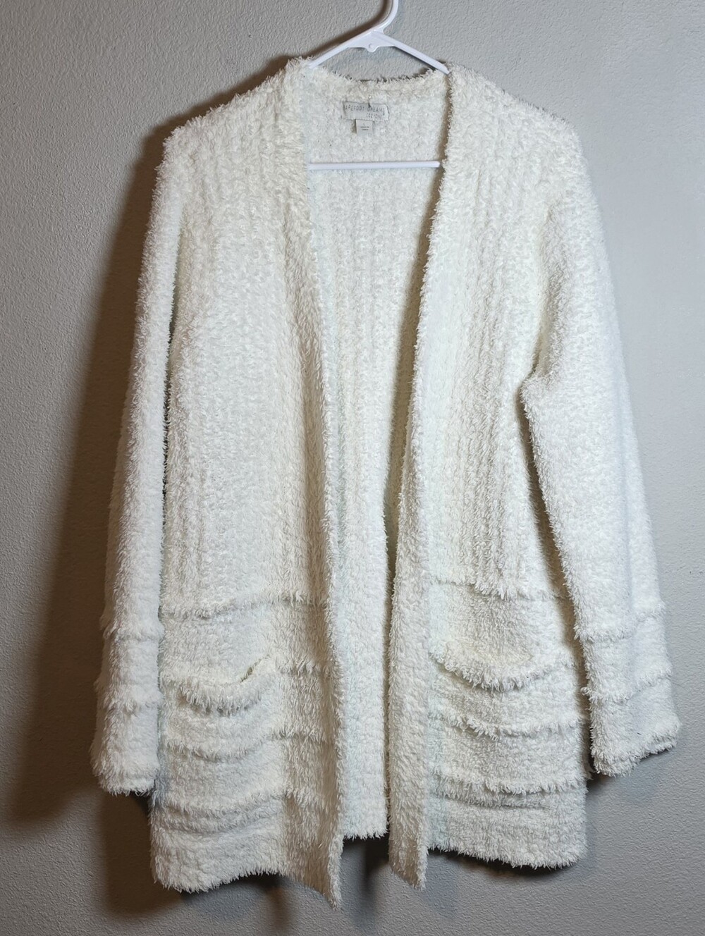 Barefoot Dreams CozyChic Boardwalk Cardigan L Off White Coastal Quiet Luxury - Picture 3 of 9